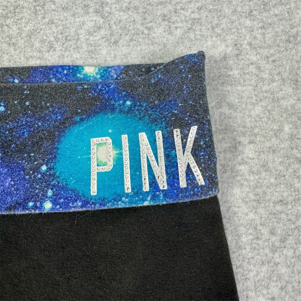 PINK Yoga Shorts Womens Size S Black Galaxy Foldover Waistband Stretch - Picture 2 of 8